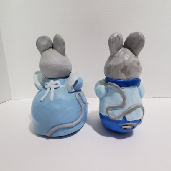 Vintage Hand Made Mom Pop Mice Statue Figurine 7 inch Grandma Grandpa Mouse - Picture 7 of 15